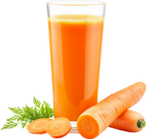 Fresh carrot and sweet carrot juice isolated on a transparent background png