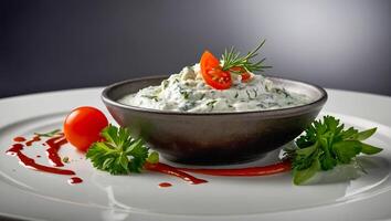 tzatziki sauce in a plate photo