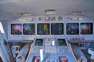 pilot cockpit in an VIP commercial airplane photo