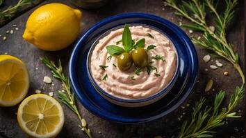 Taramasalat is the national dish, in Greek kaiseen traditional photo