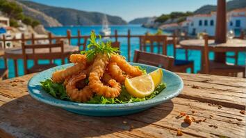 fried squid on the table photo