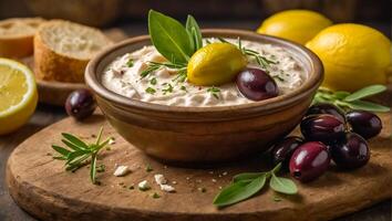 Taramasalat is the national dish, in Greek kaiseen traditional photo