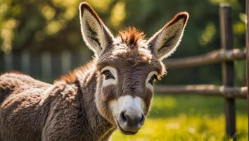 linda Burro en un granja en verano foto