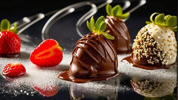 Chocolate covered strawberries dessert photo