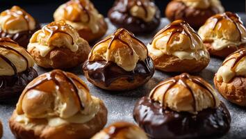 Delicious appetizing profiteroles elegant photo