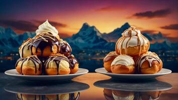 delicioso apetitoso Profiteroles elegante foto