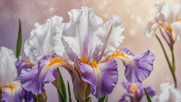 Beautiful delicate iris flower background photo