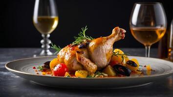 Provencal chicken in a restaurant photo