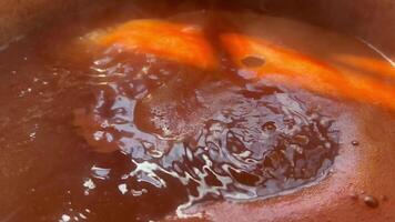 Cocinando tomate salsa desde Fresco Tomates en un maceta video