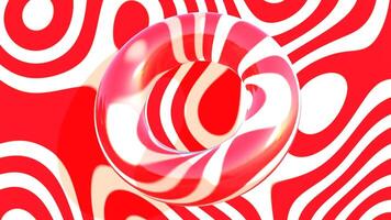 a red and white striped background with a circular object loop animation video