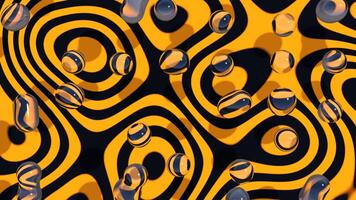 a black and yellow abstract pattern with water drops loop animation video