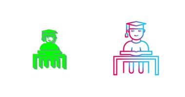 Unique Studying on Desk Icon Design vector