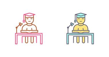 Unique Studying on Desk Icon Design vector