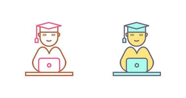 Unique Studying on Laptop Icon Design vector