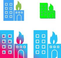 Unique Burning Building Icon Design vector