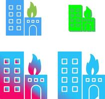 Unique Burning Building Icon Design vector