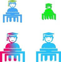 Unique Studying on Desk Icon Design vector