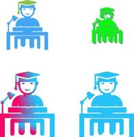 Unique Studying on Desk Icon Design vector
