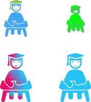 Unique Studying on Desk Icon Design vector