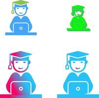 Unique Studying on Laptop Icon Design vector