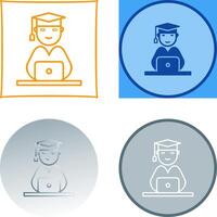 Unique Studying on Laptop Icon Design vector