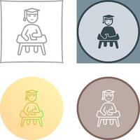 Unique Studying on Desk Icon Design vector