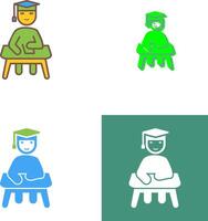 Unique Studying on Desk Icon Design vector