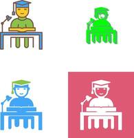 Unique Studying on Desk Icon Design vector