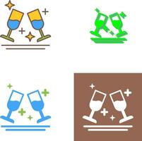 Two Glasses Romantic Icon Design vector