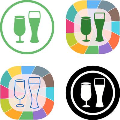 Unique Beer Glasses Icon Design