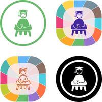 Unique Studying on Desk Icon Design vector