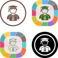 Unique Student Holding Degree Icon Design vector