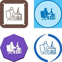 Computer Worker Icon Design vector