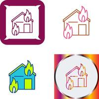 Unique Fire Consuming House Icon Design vector