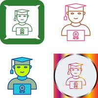 Unique Student Holding Degree Icon Design vector