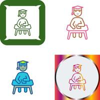 Unique Studying on Desk Icon Design vector