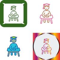 Unique Studying on Desk Icon Design vector