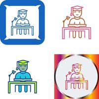 Unique Studying on Desk Icon Design vector