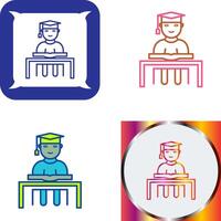 Unique Studying on Desk Icon Design vector