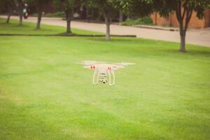 flying drone with camera prepair to fly photo