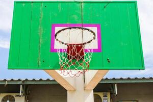 Old wooden basketball hoop photo