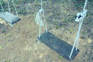 Old wooden tree swing photo