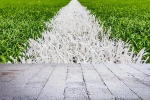 Artificial grass with white stripe photo