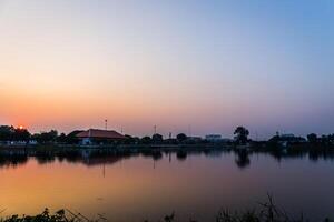 sunset of city on the park photo