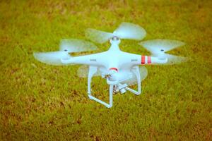 flying drone with camera prepair to fly photo