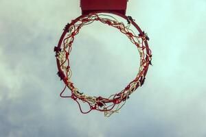 Wooden basketball hoop photo