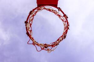 Wooden basketball hoop photo