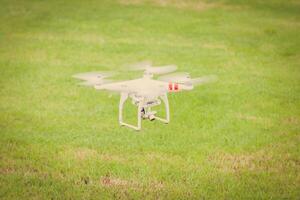 flying drone with camera prepair to fly photo