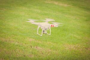 flying drone with camera prepair to fly photo