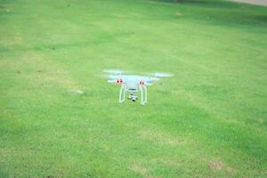 flying drone with camera prepair to fly photo